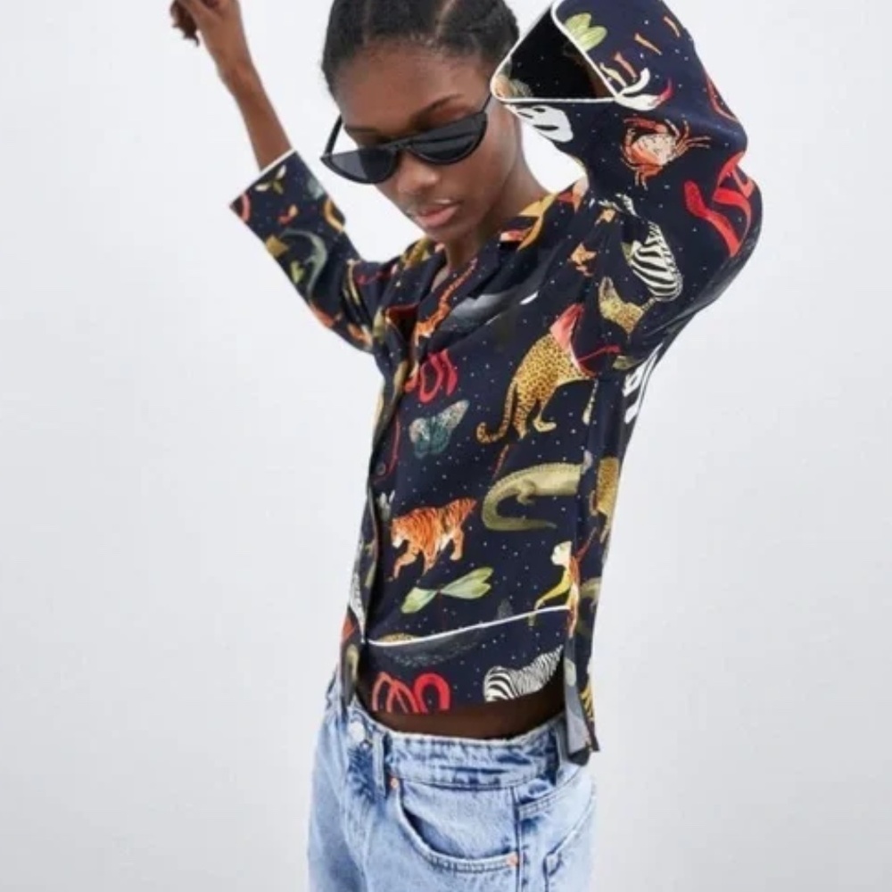 Zara animal zoo print shirt XS